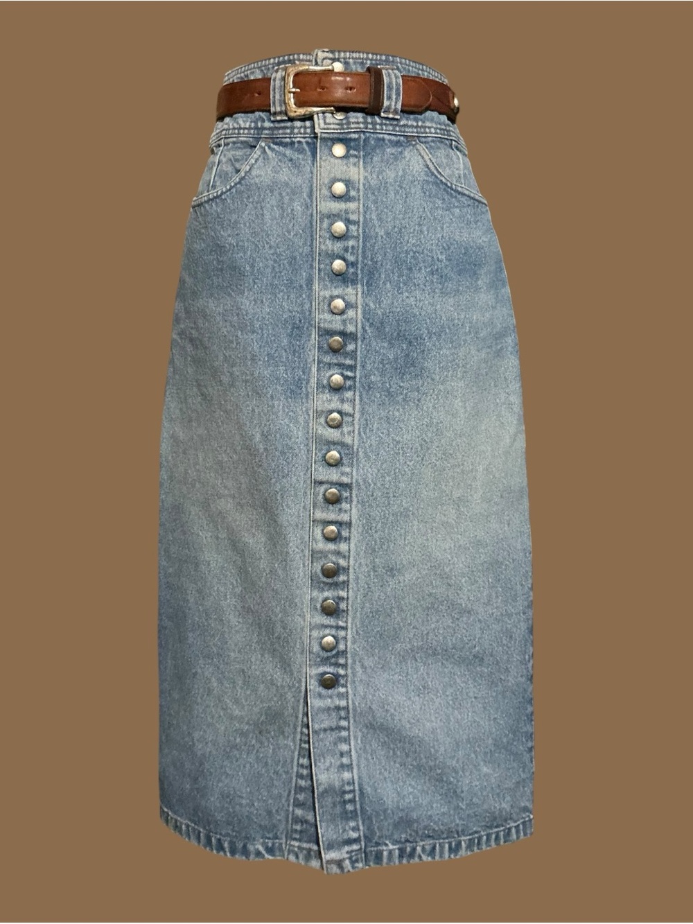 Vintage GAP High Rise Snap Front Denim Midi Skirt 100% Cotton